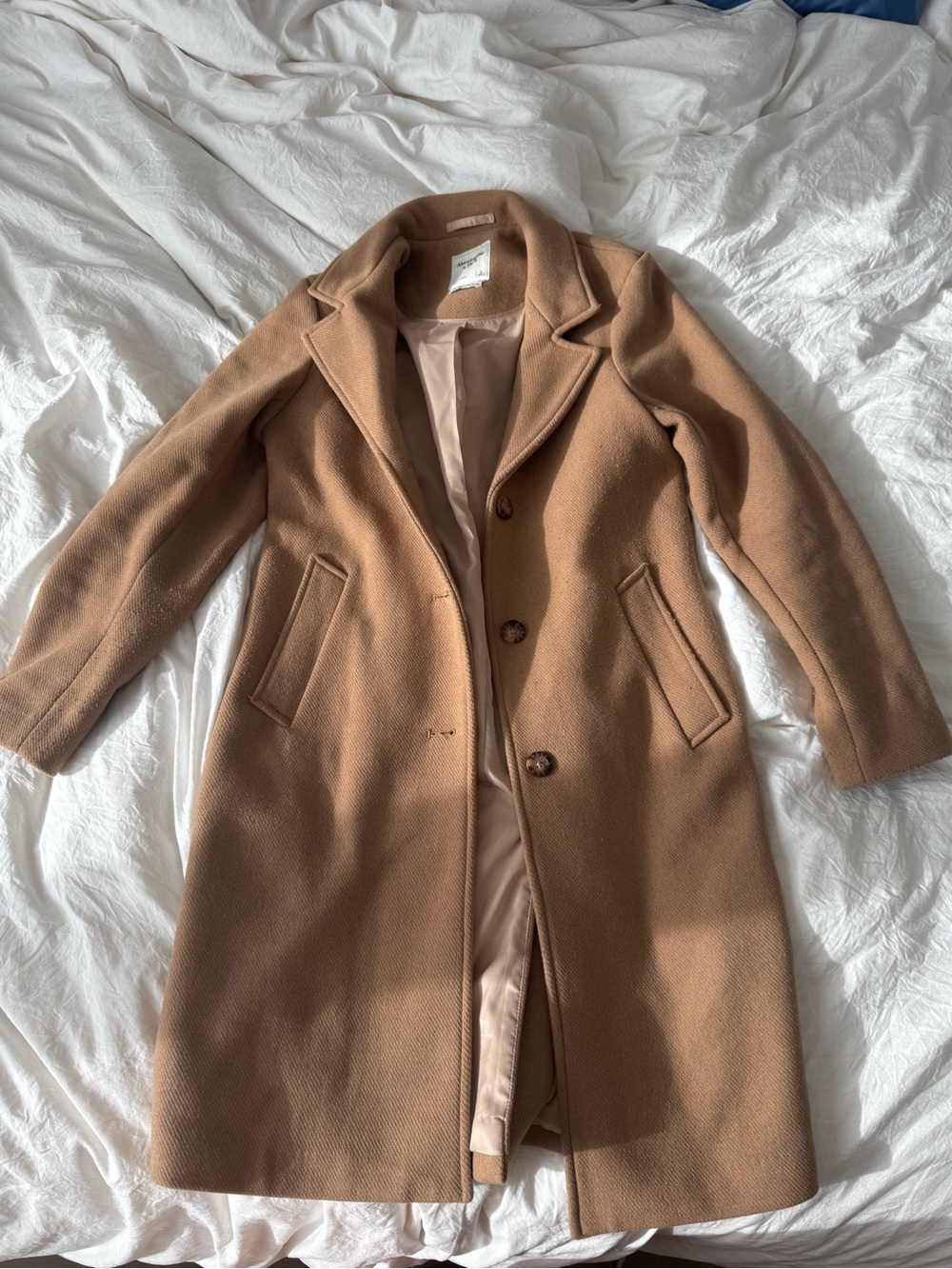 Abercrombie the A&F Wool-blend Dad Coat in size S Light Brown